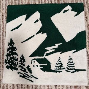 West Elm Snow Tree Scene Embroidered Accent Pillow Case Decor 20X20